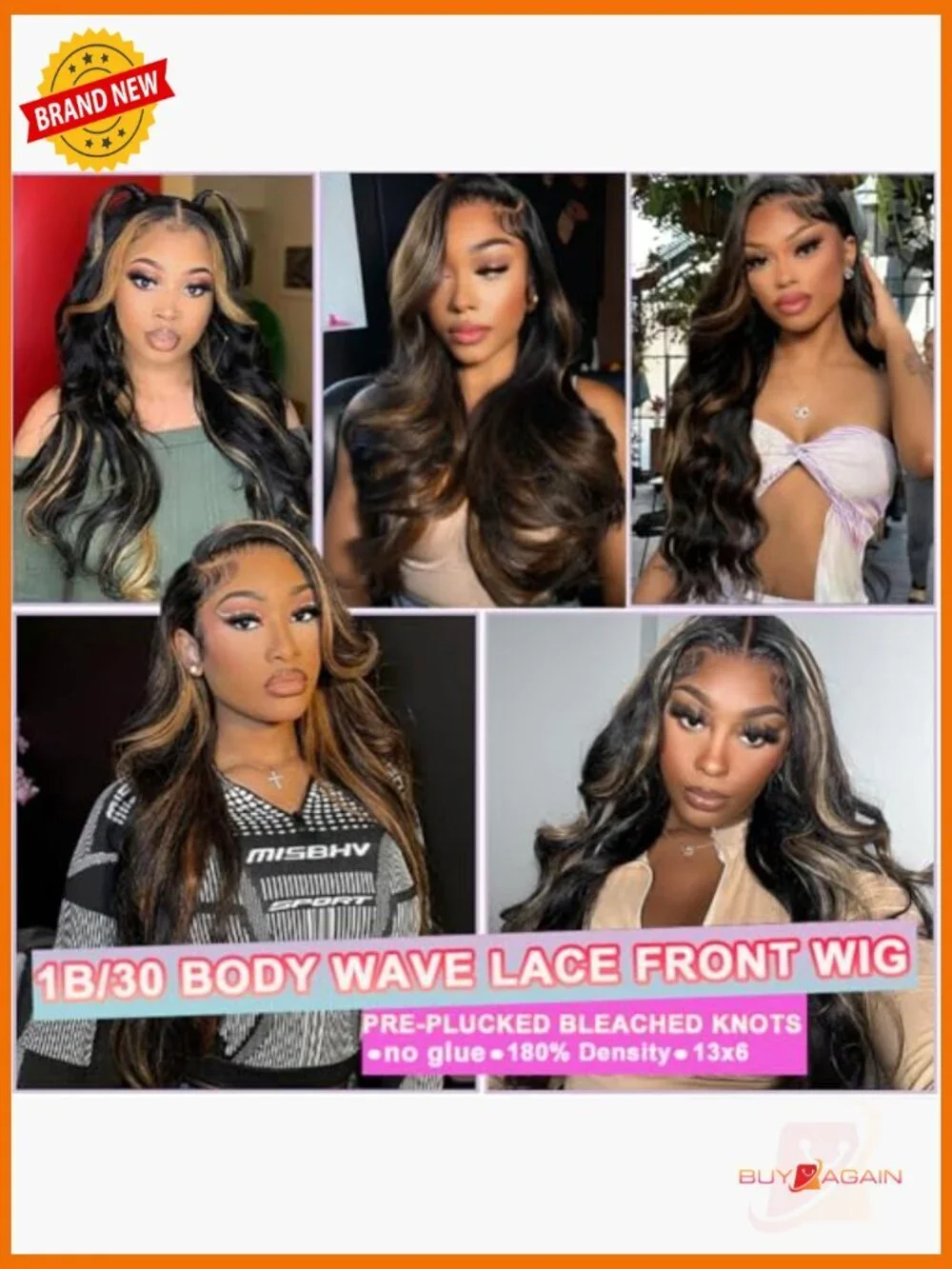 13x6 Ombre Body Wave Lace Front Wig 180% Density HD Transparent Lace Human Hair